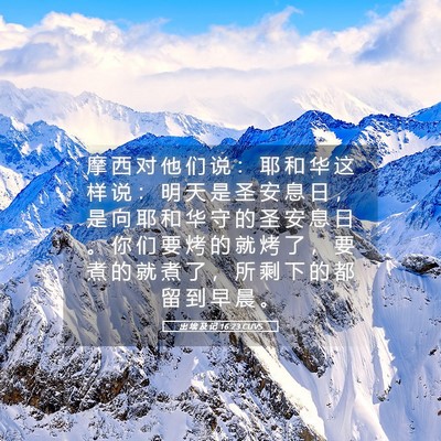 Picture 05 - 出 埃 及 记 16:23 CUVS - 摩 西 对 他 们 说 ： 耶 和 华 这 样 - Bible Verse Picture
