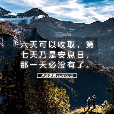 Picture 05 - 出 埃 及 记 16:26 CUVS - 六 天 可 以 收 取 ， 第 七 天 乃 是 - Bible Verse Picture