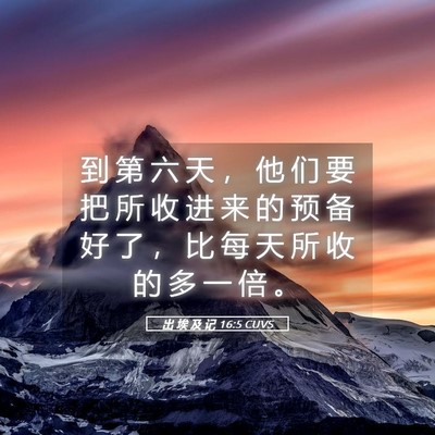 Picture 05 - 出 埃 及 记 16:5 CUVS - 到 第 六 天 ， 他 们 要 把 所 收 进 - Bible Verse Picture