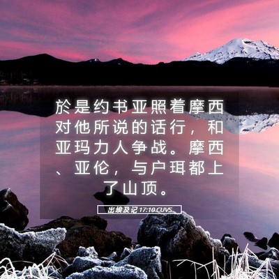 Picture 05 - 出 埃 及 记 17:10 CUVS - 於 是 约 书 亚 照 着 摩 西 对 他 所 - Bible Verse Picture