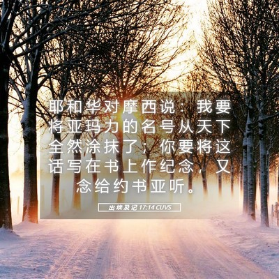 Picture 05 - 出 埃 及 记 17:14 CUVS - 耶 和 华 对 摩 西 说 ： 我 要 将 亚 - Bible Verse Picture