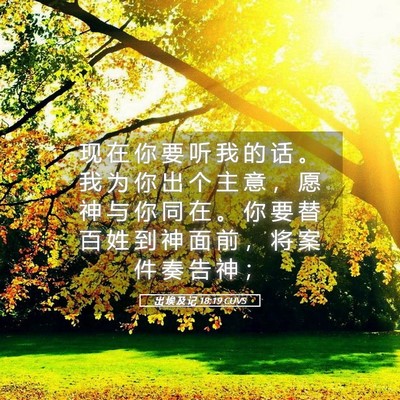 Picture 05 - 出 埃 及 记 18:19 CUVS - 现 在 你 要 听 我 的 话 。 我 为 你 - Bible Verse Picture