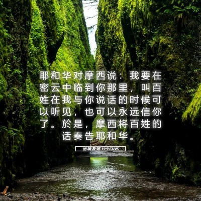 Picture 05 - 出 埃 及 记 19:9 CUVS - 耶 和 华 对 摩 西 说 ： 我 要 在 密 - Bible Verse Picture