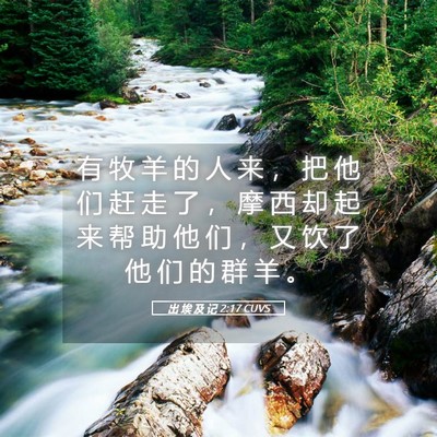 Picture 05 - 出 埃 及 记 2:17 CUVS - 有 牧 羊 的 人 来 ， 把 他 们 赶 走 - Bible Verse Picture