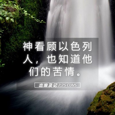 Picture 05 - 出 埃 及 记 2:25 CUVS - 神 看 顾 以 色 列 人 ， 也 知 道 他 - Bible Verse Picture