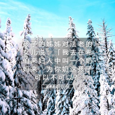 Picture 05 - 出 埃 及 记 2:7 CUVS - 孩 子 的 姊 姊 对 法 老 的 女 儿 说 - Bible Verse Picture