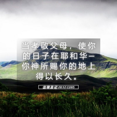 Picture 05 - 出 埃 及 记 20:12 CUVS - 当 孝 敬 父 母 ， 使 你 的 日 子 在 - Bible Verse Picture