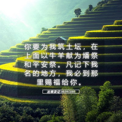 Picture 05 - 出 埃 及 记 20:24 CUVS - 你 要 为 我 筑 土 坛 ， 在 上 面 以 - Bible Verse Picture