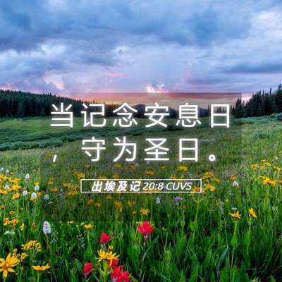 Picture 05 - 出 埃 及 记 20:8 CUVS - 当 记 念 安 息 日 ， 守 为 圣 日 - Bible Verse Picture