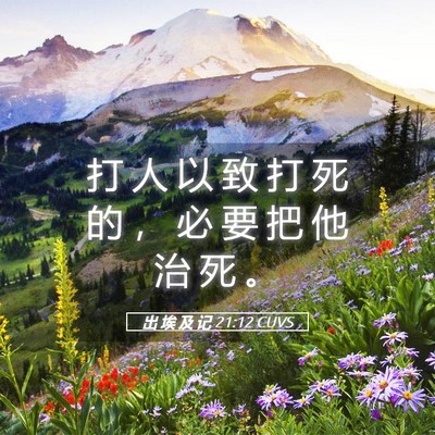 Picture 05 - 出 埃 及 记 21:12 CUVS - 打 人 以 致 打 死 的 ， 必 要 把 他 - Bible Verse Picture
