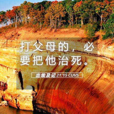 Picture 05 - 出 埃 及 记 21:15 CUVS - 打 父 母 的 ， 必 要 把 他 治 死 - Bible Verse Picture
