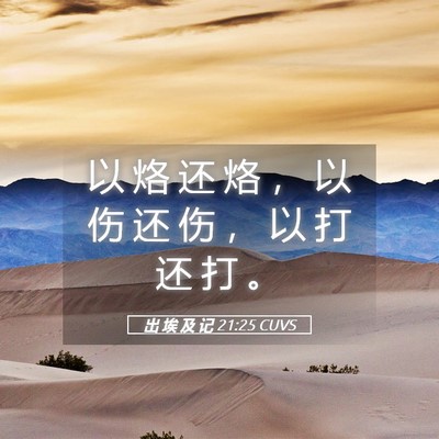Picture 05 - 出 埃 及 记 21:25 CUVS - 以 烙 还 烙 ， 以 伤 还 伤 ， 以 打 - Bible Verse Picture
