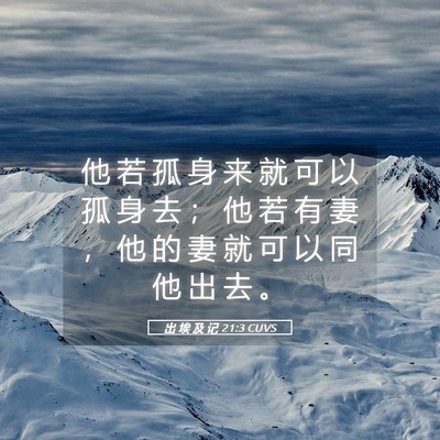 Picture 05 - 出 埃 及 记 21:3 CUVS - 他 若 孤 身 来 就 可 以 孤 身 去 ； - Bible Verse Picture