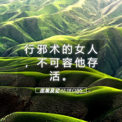Picture 05 - 出 埃 及 记 22:18 CUVS - 行 邪 术 的 女 人 ， 不 可 容 他 存 - Bible Verse Picture