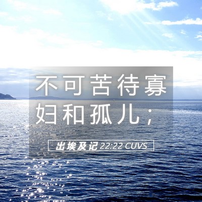 Picture 05 - 出 埃 及 记 22:22 CUVS - 不 可 苦 待 寡 妇 和 孤 儿 - Bible Verse Picture