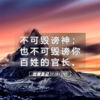 Picture 05 - 出 埃 及 记 22:28 CUVS - 不 可 毁 谤 神 ； 也 不 可 毁 谤 你 - Bible Verse Picture
