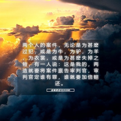 Picture 05 - 出 埃 及 记 22:9 CUVS - 两 个 人 的 案 件 ， 无 论 是 为 甚 - Bible Verse Picture