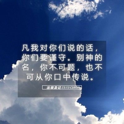 Picture 05 - 出 埃 及 记 23:13 CUVS - 凡 我 对 你 们 说 的 话 ， 你 们 要 - Bible Verse Picture