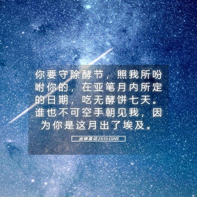 Picture 05 - 出 埃 及 记 23:15 CUVS - 你 要 守 除 酵 节 ， 照 我 所 吩 咐 - Bible Verse Picture