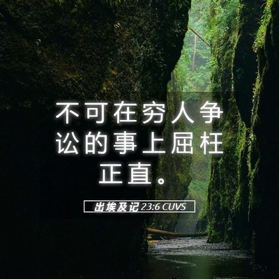 Picture 05 - 出 埃 及 记 23:6 CUVS - 不 可 在 穷 人 争 讼 的 事 上 屈 枉 - Bible Verse Picture
