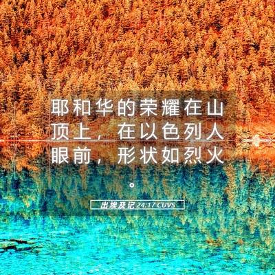 Picture 05 - 出 埃 及 记 24:17 CUVS - 耶 和 华 的 荣 耀 在 山 顶 上 ， 在 - Bible Verse Picture