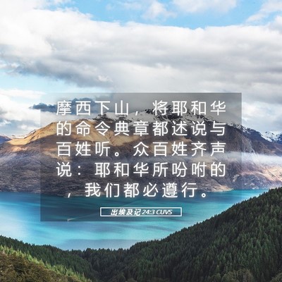 Picture 05 - 出 埃 及 记 24:3 CUVS - 摩 西 下 山 ， 将 耶 和 华 的 命 令 - Bible Verse Picture