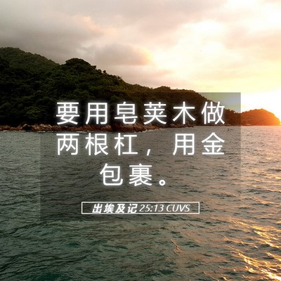 Picture 05 - 出 埃 及 记 25:13 CUVS - 要 用 皂 荚 木 做 两 根 杠 ， 用 金 - Bible Verse Picture