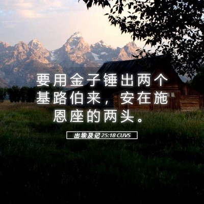 Picture 05 - 出 埃 及 记 25:18 CUVS - 要 用 金 子 锤 出 两 个 基 路 伯 来 - Bible Verse Picture
