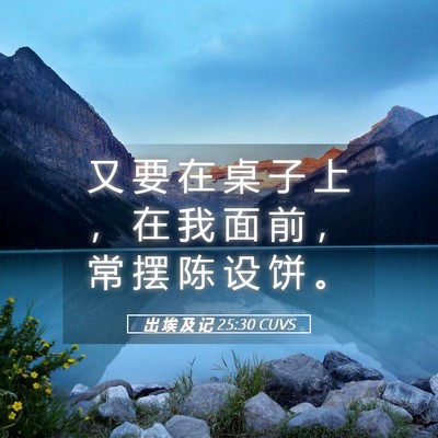 Picture 05 - 出 埃 及 记 25:30 CUVS - 又 要 在 桌 子 上 ， 在 我 面 前 ， - Bible Verse Picture