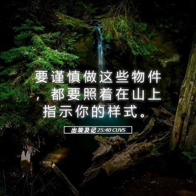 Picture 05 - 出 埃 及 记 25:40 CUVS - 要 谨 慎 做 这 些 物 件 ， 都 要 照 - Bible Verse Picture