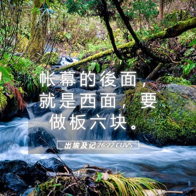 Picture 05 - 出 埃 及 记 26:22 CUVS - 帐 幕 的 後 面 ， 就 是 西 面 ， 要 - Bible Verse Picture