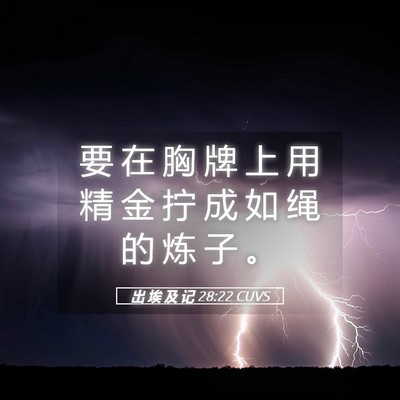 Picture 05 - 出 埃 及 记 28:22 CUVS - 要 在 胸 牌 上 用 精 金 拧 成 如 绳 - Bible Verse Picture