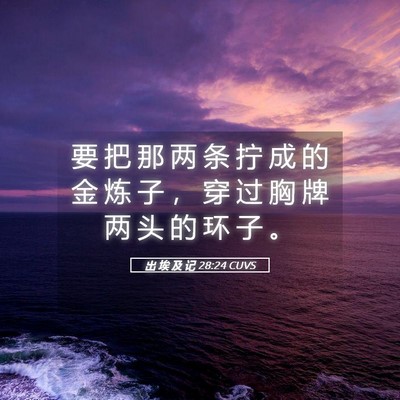 Picture 05 - 出 埃 及 记 28:24 CUVS - 要 把 那 两 条 拧 成 的 金 炼 子 ， - Bible Verse Picture
