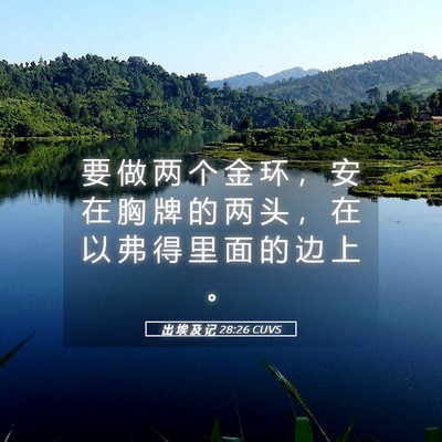 Picture 05 - 出 埃 及 记 28:26 CUVS - 要 做 两 个 金 环 ， 安 在 胸 牌 的 - Bible Verse Picture