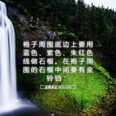 Picture 05 - 出 埃 及 记 28:33 CUVS - 袍 子 周 围 底 边 上 要 用 蓝 色 、 - Bible Verse Picture