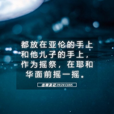 Picture 05 - 出 埃 及 记 29:24 CUVS - 都 放 在 亚 伦 的 手 上 和 他 儿 子 - Bible Verse Picture