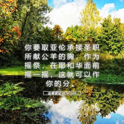 Picture 05 - 出 埃 及 记 29:26 CUVS - 你 要 取 亚 伦 承 接 圣 职 所 献 公 - Bible Verse Picture