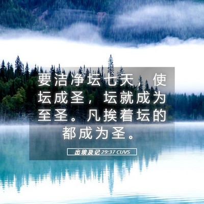 Picture 05 - 出 埃 及 记 29:37 CUVS - 要 洁 净 坛 七 天 ， 使 坛 成 圣 ， - Bible Verse Picture