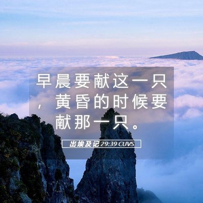 Picture 05 - 出 埃 及 记 29:39 CUVS - 早 晨 要 献 这 一 只 ， 黄 昏 的 时 - Bible Verse Picture