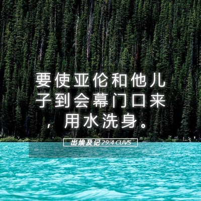 Picture 05 - 出 埃 及 记 29:4 CUVS - 要 使 亚 伦 和 他 儿 子 到 会 幕 门 - Bible Verse Picture