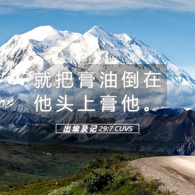 Picture 05 - 出 埃 及 记 29:7 CUVS - 就 把 膏 油 倒 在 他 头 上 膏 他 - Bible Verse Picture