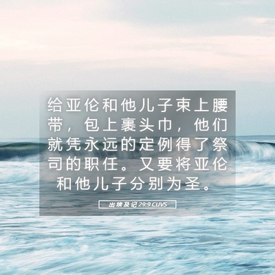 Picture 05 - 出 埃 及 记 29:9 CUVS - 给 亚 伦 和 他 儿 子 束 上 腰 带 ， - Bible Verse Picture