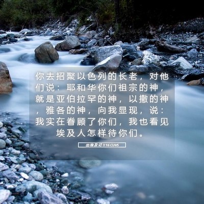 Picture 05 - 出 埃 及 记 3:16 CUVS - 你 去 招 聚 以 色 列 的 长 老 ， 对 - Bible Verse Picture