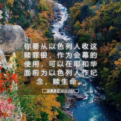 Picture 05 - 出 埃 及 记 30:16 CUVS - 你 要 从 以 色 列 人 收 这 赎 罪 银 - Bible Verse Picture