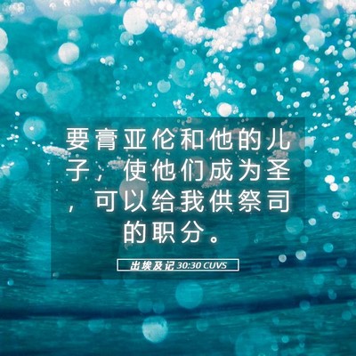 Picture 05 - 出 埃 及 记 30:30 CUVS - 要 膏 亚 伦 和 他 的 儿 子 ， 使 他 - Bible Verse Picture