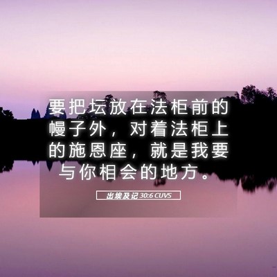 Picture 05 - 出 埃 及 记 30:6 CUVS - 要 把 坛 放 在 法 柜 前 的 幔 子 外 - Bible Verse Picture