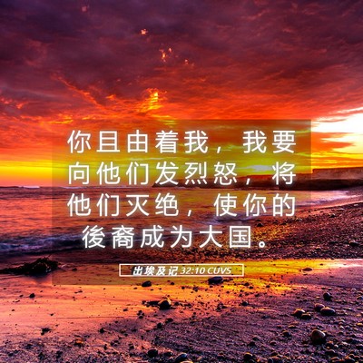 Picture 05 - 出 埃 及 记 32:10 CUVS - 你 且 由 着 我 ， 我 要 向 他 们 发 - Bible Verse Picture