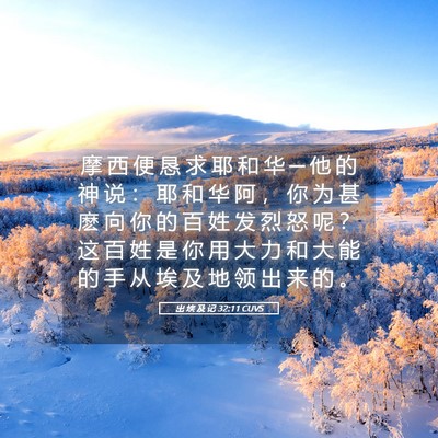 Picture 05 - 出 埃 及 记 32:11 CUVS - 摩 西 便 恳 求 耶 和 华 ─ 他 的 神 - Bible Verse Picture