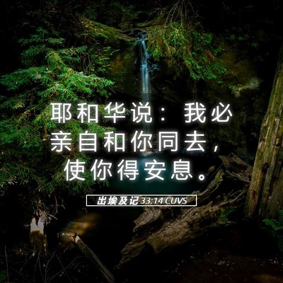Picture 05 - 出 埃 及 记 33:14 CUVS - 耶 和 华 说 ： 我 必 亲 自 和 你 同 - Bible Verse Picture