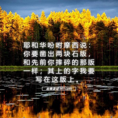 Picture 05 - 出 埃 及 记 34:1 CUVS - 耶 和 华 吩 咐 摩 西 说 ： 你 要 凿 - Bible Verse Picture